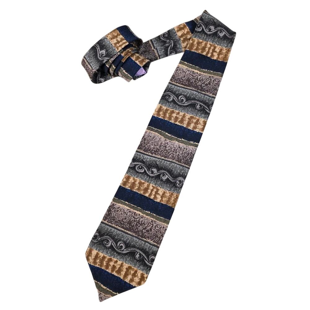 Vintage Jimmy V Tie 90s Abstract Retro Statement Necktie Silk Made in USA